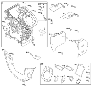 Cylinder Group Diagram and Parts List for 61E377-0140-J1 400000 - 699999 Briggs and Stratton Engine